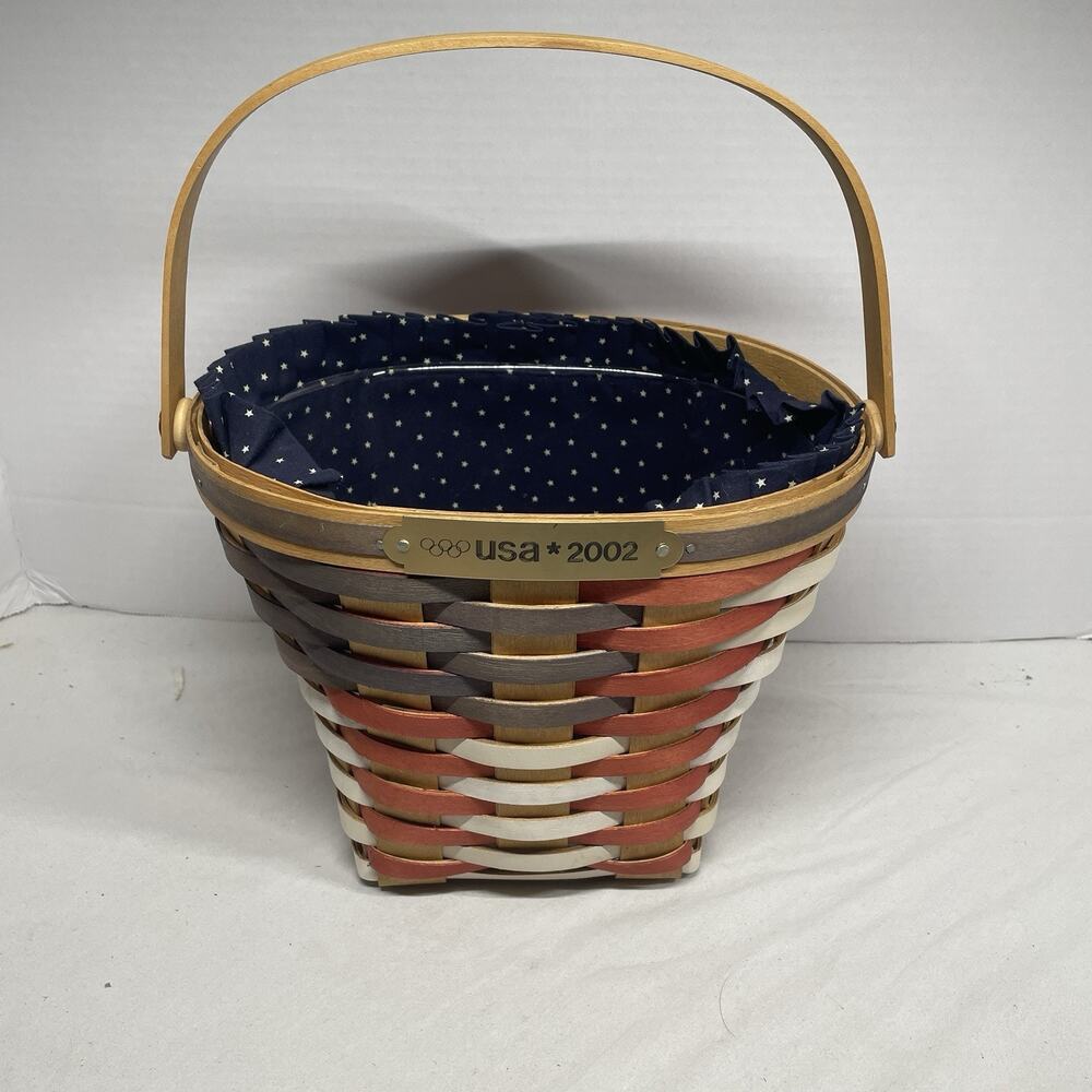 American Traditions 2002 USA Olympic Basket FLAG Design Red White Blue Patriotic